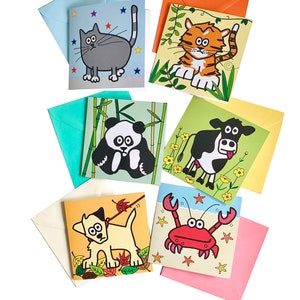 NEU IN! Packung mit 6 gemischten hochwertigen NOTELET Karten (leere Innenseite) farbigen Umschlägen.