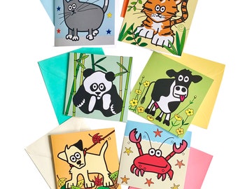 NEW IN! Pack of 6 mixed Top quality NOTELET Cards (blank inside) Coloured envelopes.