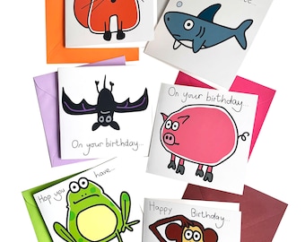 NEW IN! PACK of 6 mixed Top quality Birthday Cards. Coloured envelopes.