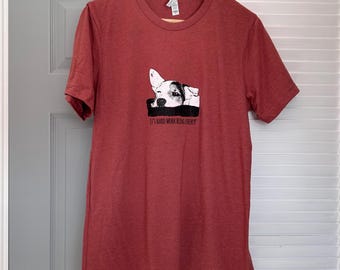 Womens Relax fit cheeky PUP rust orange Cotton T.shirt. Sizes 8-18