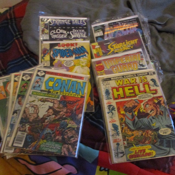 comic book lot  8 conan -- 2 spider-man --1 avenger 1 sept 1 strange tales clock and dagger and doctor strange 2 x-men 1war is hell 4 july 1