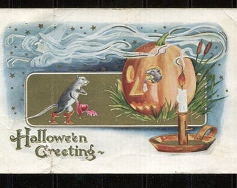 Vintage Halloween Postcard 1912 Halloween Greetings by WHITNEY