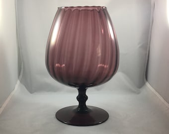 Vintage hand blown Amethyst purple large glass brandy Snifter Vase Compote candy dish Home Decor Pedestal Vase