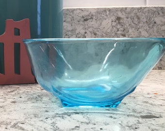 Mid century Hazel Atlas Capri Colony Turquoise Blue Candy Nut Relish Dish Serving Dish Trinket bowls