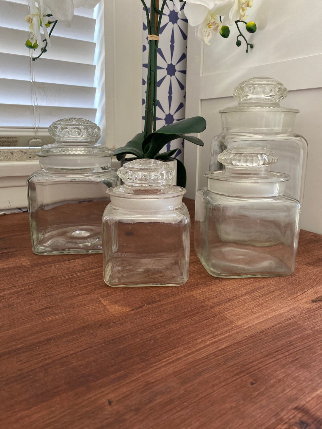 Vintage Dakota Glass Apothecary Canisters Etsy