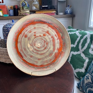 Plato decorativo de cerámica vintage extragrande de 40,6 cm (16 pulgadas)