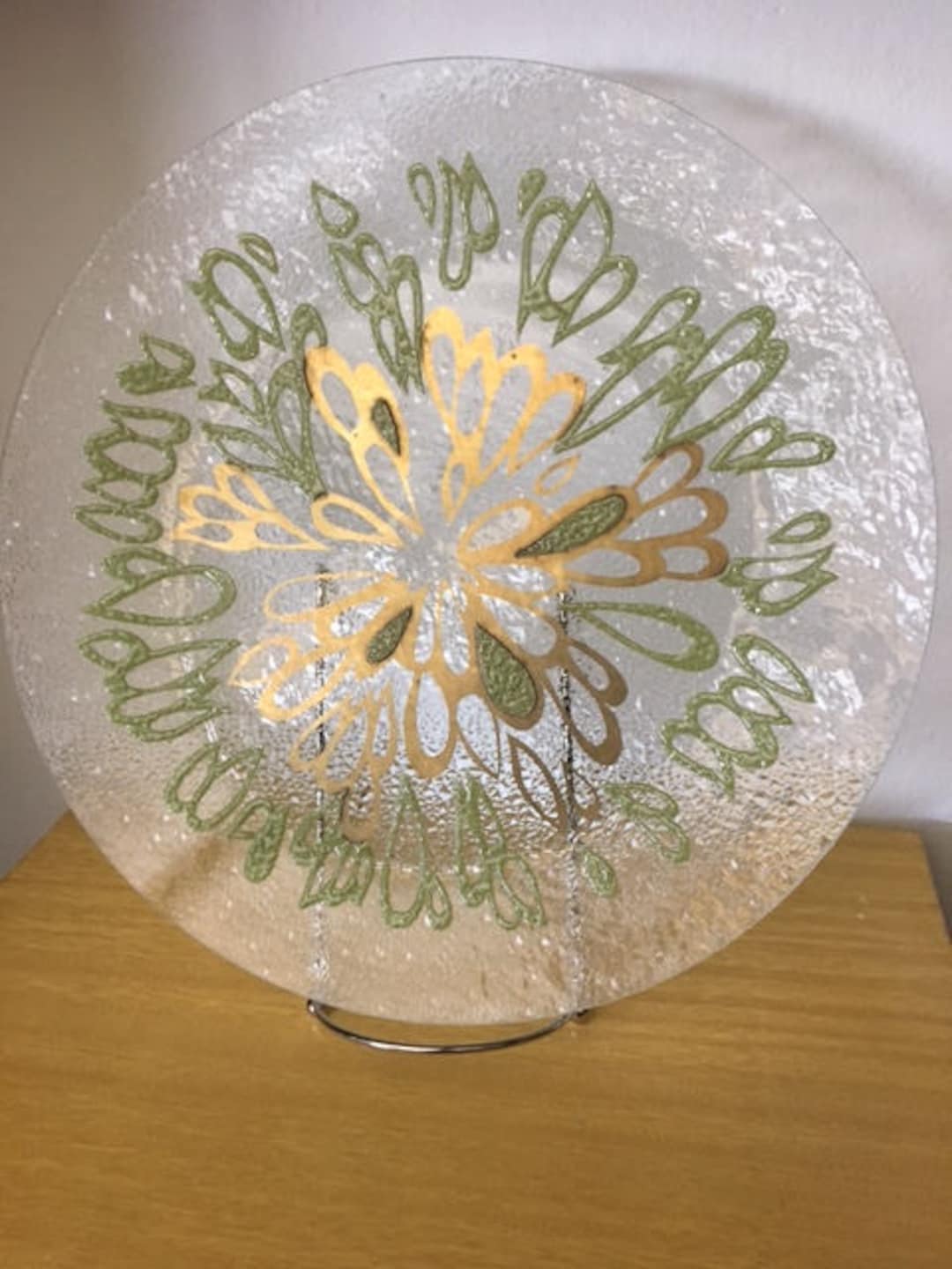 Dorothy Thorpe Gilt & Enamel Crystal Tray in Raindrops Pattern Etsy