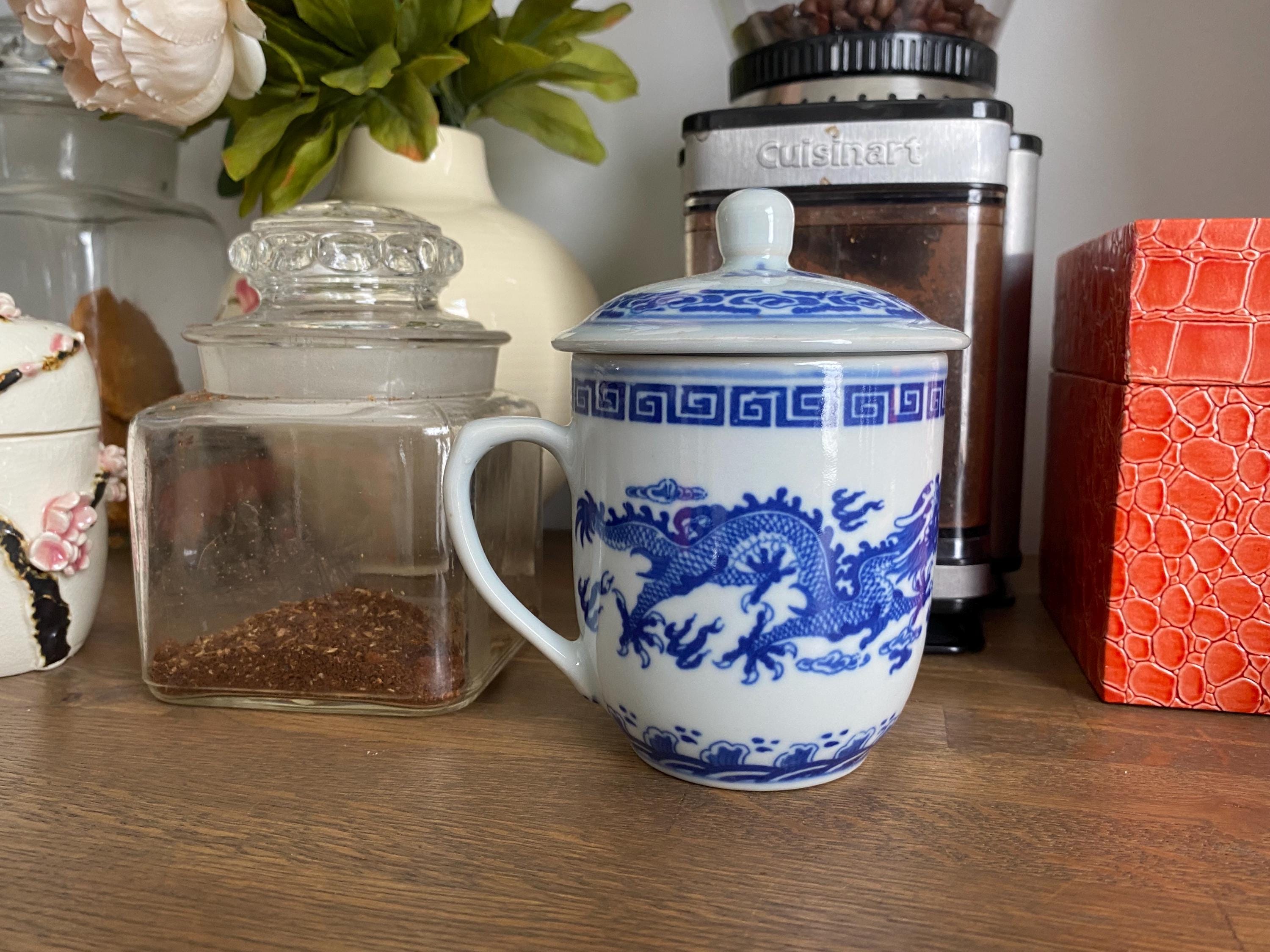 青白磁 蓋付きカップ ドラゴン模様 Blue Chinese Dragon Coffee Mug - Etsy