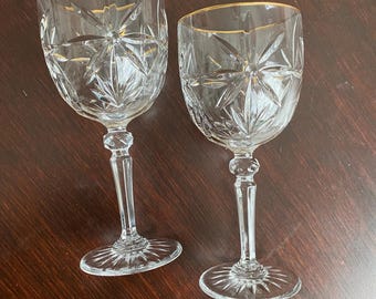 Vintage gouden accent van Avon, prachtige kristallen wijnglazen set van 2