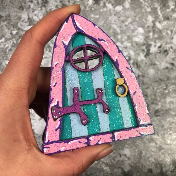 Pink And Blue Green Sparkly Fairy Door Etsy