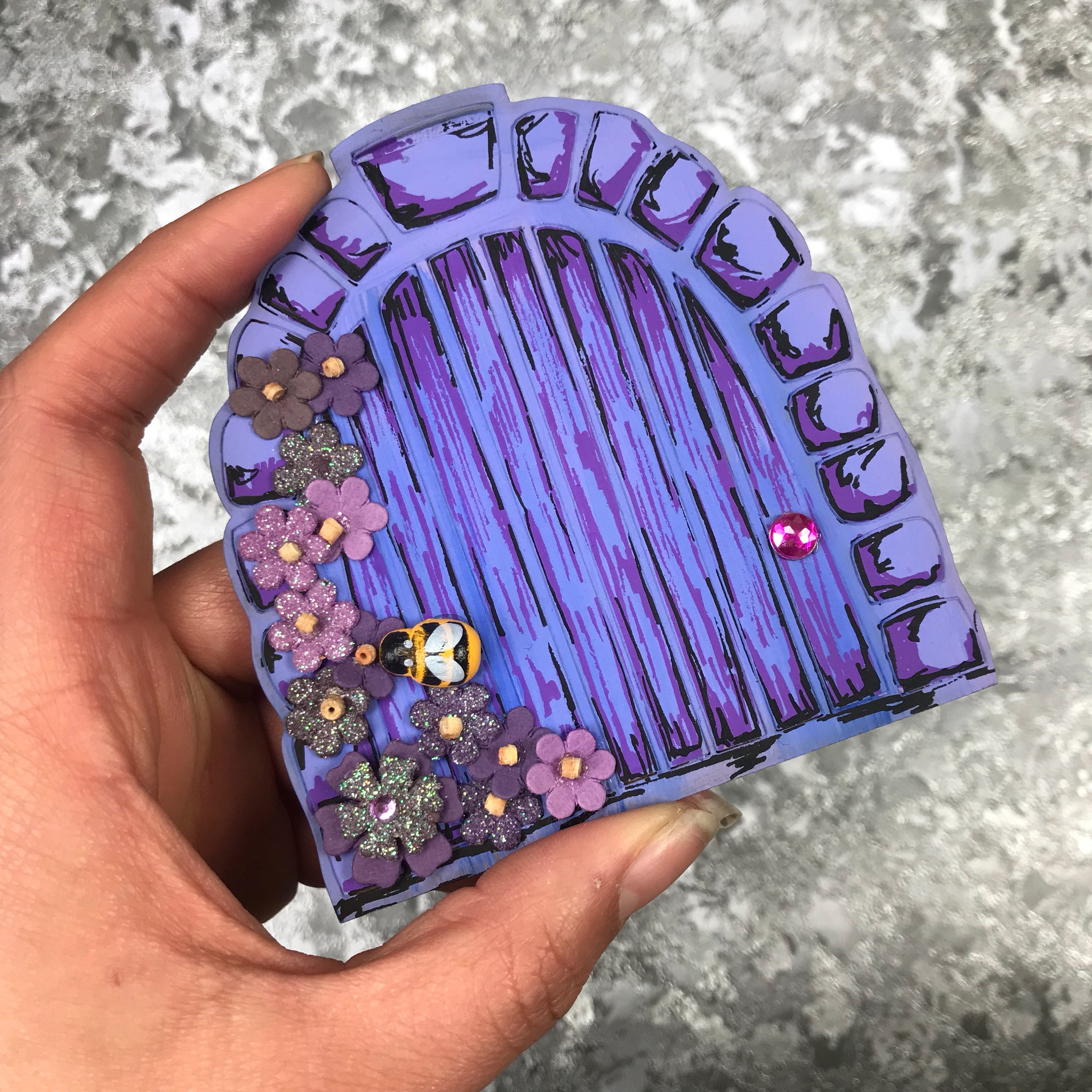 Purple Floral Fairy Door Etsy