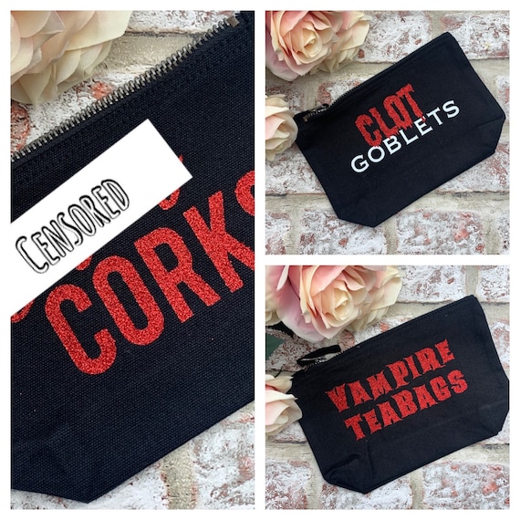 Vampire Tea Bags Tampon Pouch Makeup Bag Vegan Leather Embroidered Bag -  Etsy