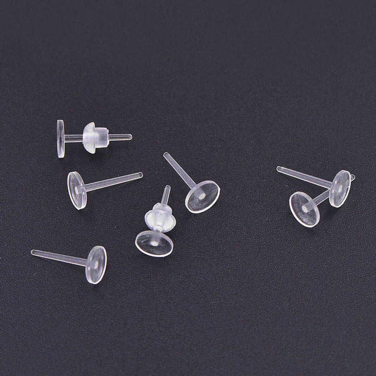 1000 sets/Clear Plastic Stud Earrings Hypo allergenic studs Etsy