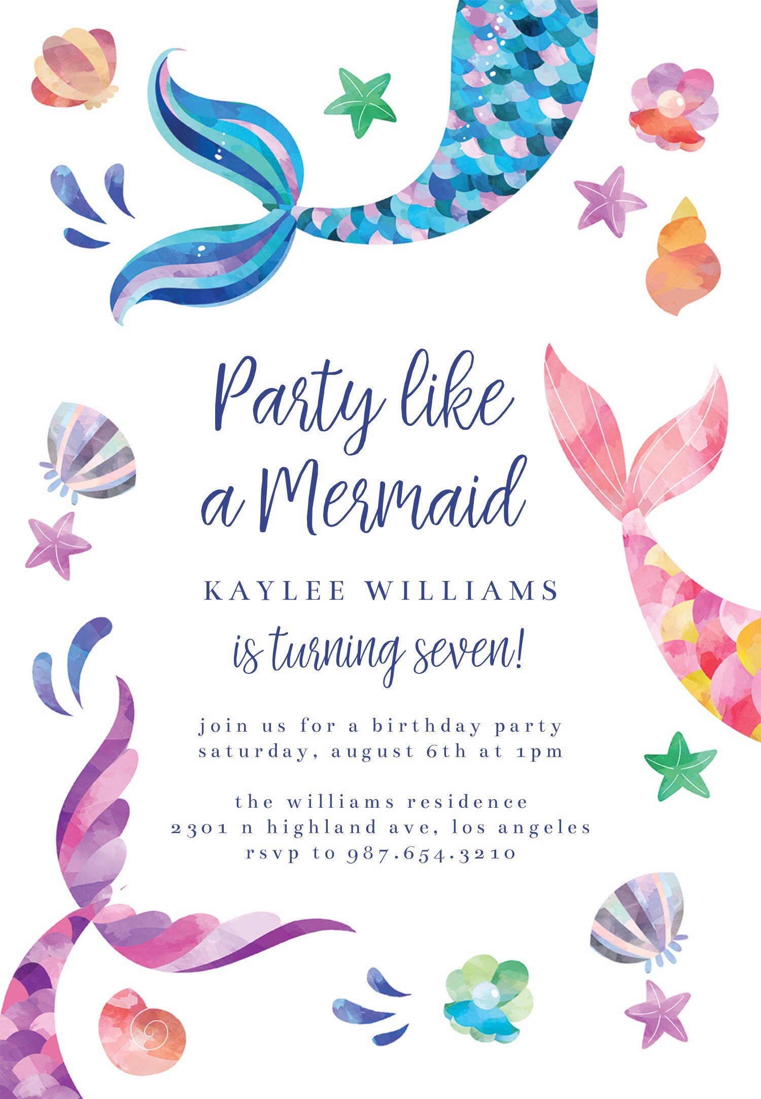 Birthday Party Like A Mermaid Invitation Etsy