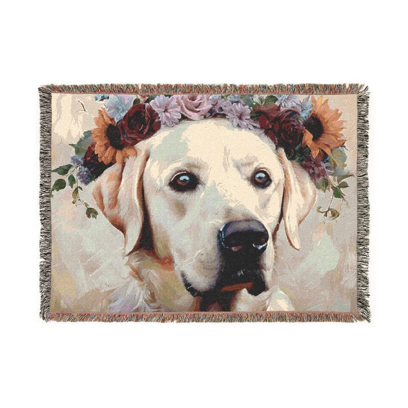 White Labrador Retriever Custom Dog Breed Woven Cotton Throw Blanket ...