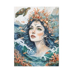 Oceanic Mermaid Art Print Coastal Wall Decor, Fantasy Sea Themed Artwork