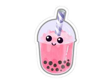 Pegatina de té de burbujas kawaii: vinilo impermeable Boba