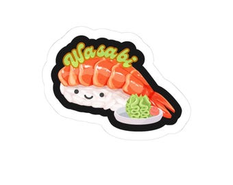 Kawaii Garnelen Nigiri Sushi-Aufkleber: Glänzender wasserdichter Anime-Aufkleber