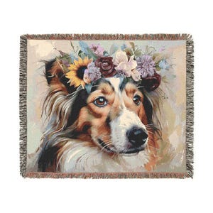 Collie Custom Dog Breed Woven Cotton Throw Blanket.