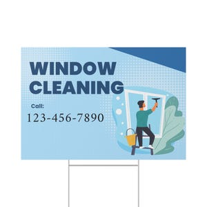 Window Cleaning Lawn Sign, yard signs, lawn signs, customizable business yard signs, Custom business advertising signs, promotional signs