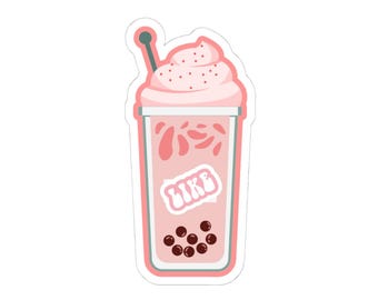Boba Tea Sticker, Glossy Kawaii Vinyl Decal