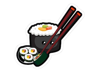 Pegatina de sushi kawaii / Calcomanía de vinilo brillante