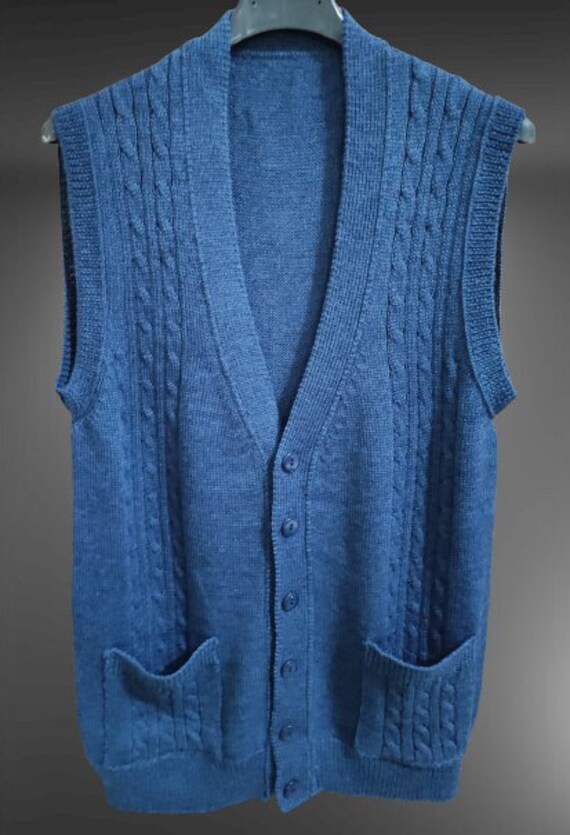 Men's Knitted Vest Handmade Made of Pure Merino With Etsy