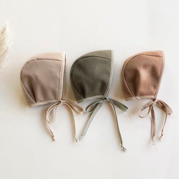 Wool blend bonnets/ fall bonnet/ stylish bonnets/ warm bonnets/ newborn bonnet/ boy hat/ girl hat/