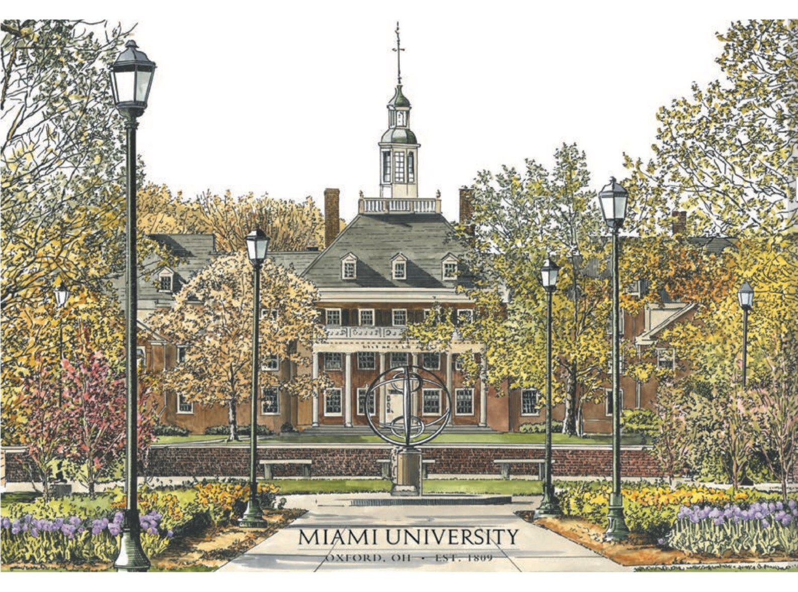 Miami University Oxford Ohio LIMITED EDITION Pen and Ink and Etsy Ireland