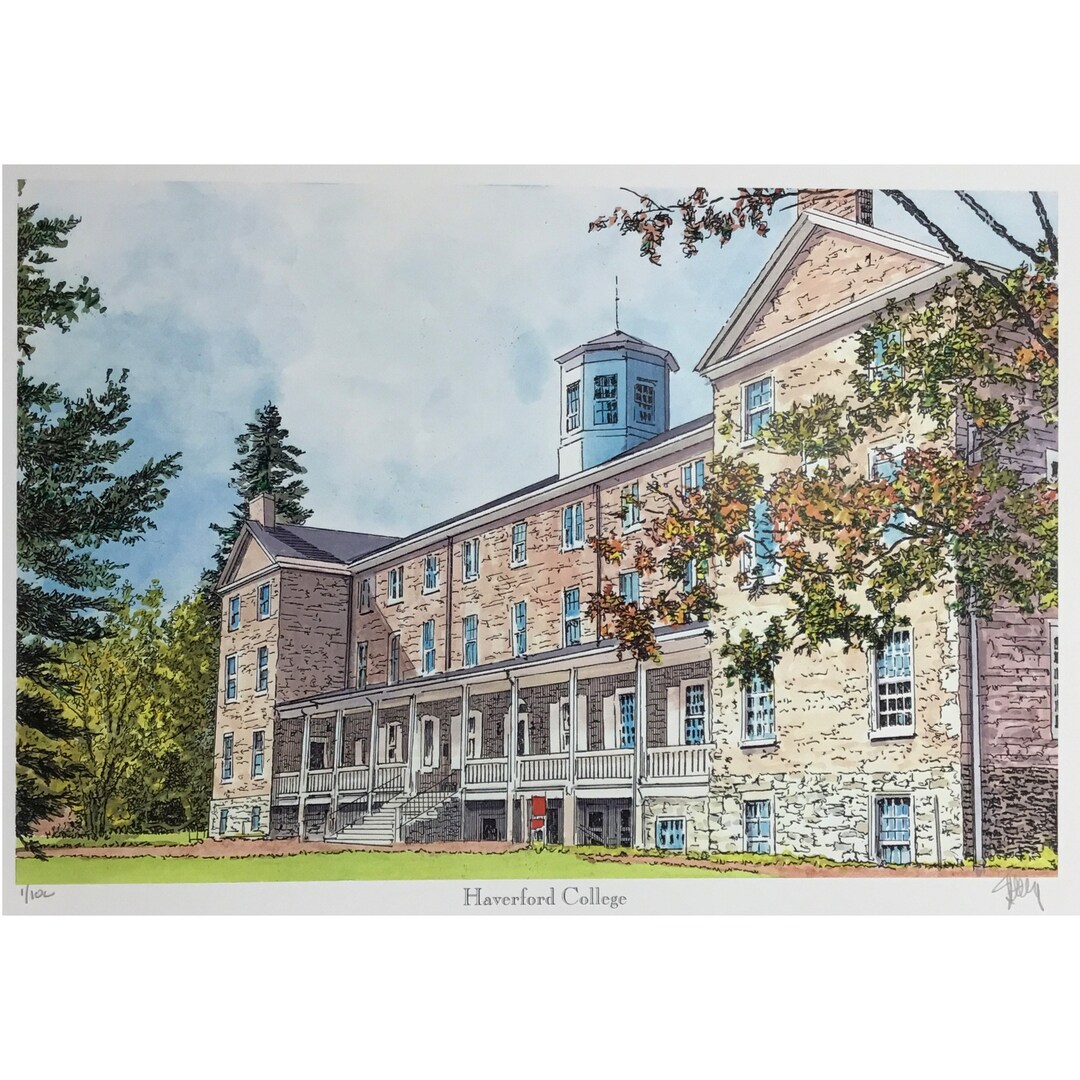 Haverford College LIMITED EDITION Pen and Ink and Watercolor Art Print