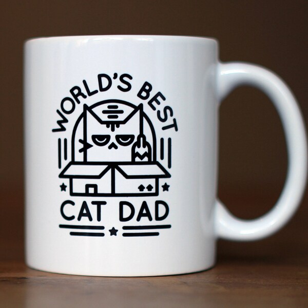 Cat Dad Mug - World's Best Cat Dad - Good Father's Day Gift for Cat Lovers