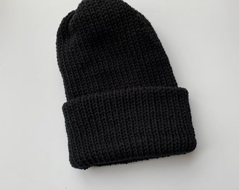 Black Knit Beanie, Men’s Beanie, Women’s Beanie, Black Knit Hat, Knit Winter Hat, Men’s Knit Winter Hat, Women’s Knit Winter Hat
