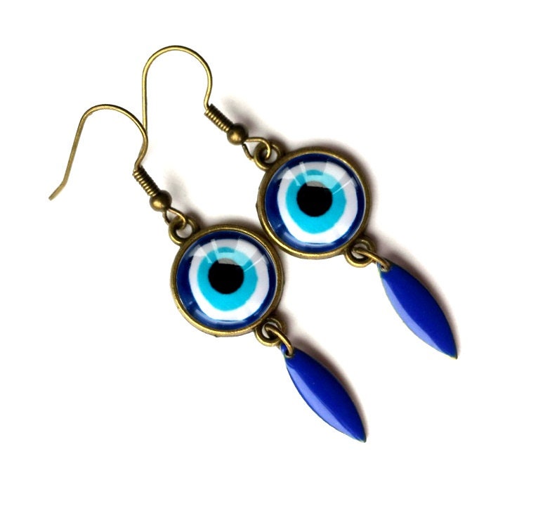 Evil Eye Earrings Blue Evil Eye Enamel Earrings Gift Eye Etsy