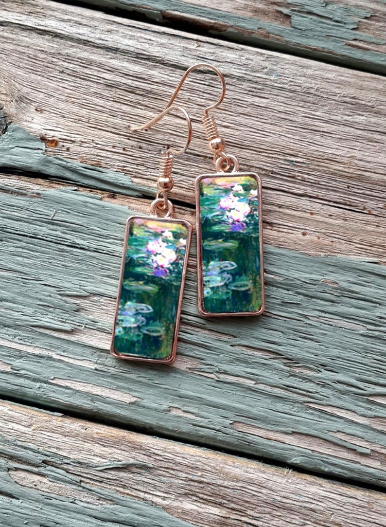 Water Lilies Earrings Claude Impressionist Water Lily Etsy