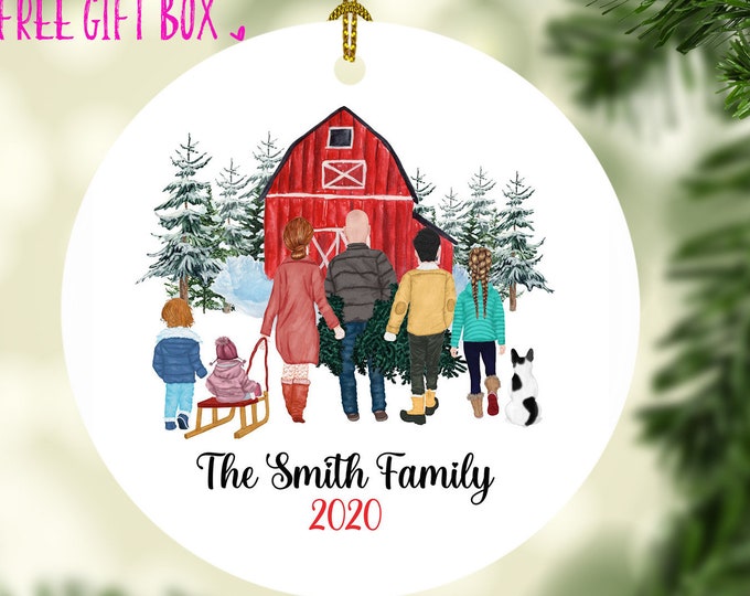 Personalized Family Christmas Ornament Family Ornament With Red Barn ...
