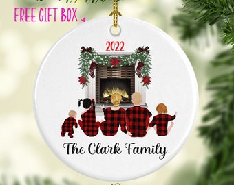 Personalized Family Christmas Ornament| Family Ornament Fireplace| Christmas Family Ornament Pajamas| Family Christmas Gift Exchange| FAO-05