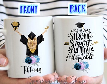 Personalized Graduation Mug Gift for Her| Class of 2021| High School Graduate, College Graduation, Graduate School| Stylish Graduation| GC08