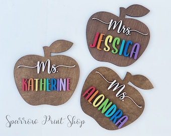 Personalized Teacher Apple Sign| Gift for Teachers| Classroom Decor| Teacher Apple Signs| End of Year Teacher Gift| Teacher Appreciation Day