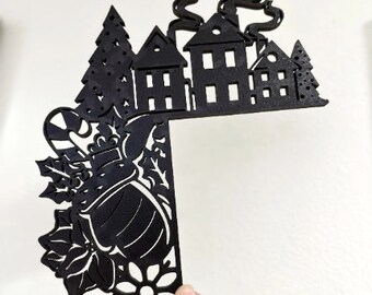 Winter Village Christmas Door Corner Sign| Christmas Door Corner Sign| Wooden Door Corner Sign| Holiday 2023 Door Corner Sign Home Deco|CD08