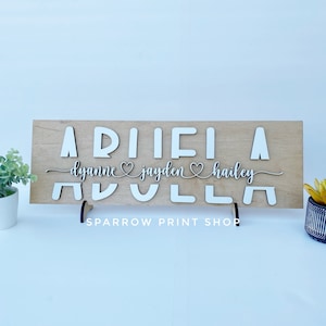 3D Personalized Abuela Sign with Children Names| Personalized Abuela Sign| Mother&#39;s Day Gifts| Gift for Abuela| Abuela Birthday Gifts| GM02