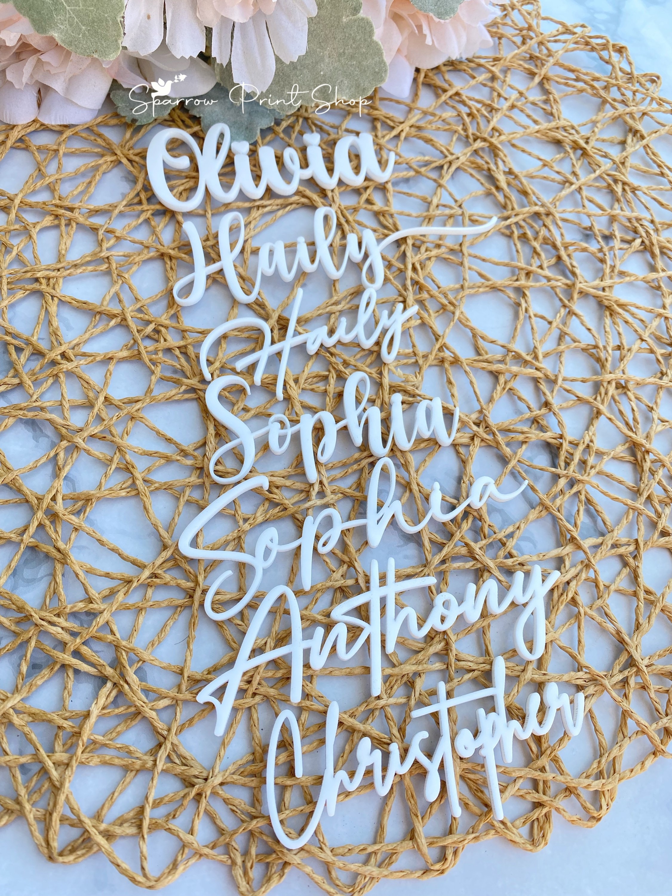 Wedding Name Plate Card Name Place Card White Acrylic Table Etsy