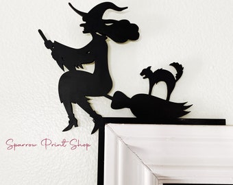 Witch & Cat Halloween Door Corner| Gift for Halloween| Halloween Door Corner| Halloween Decoration| Fall Decoration| House Home Decor| HD03