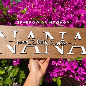 3D Personalized Nana Sign with Children Names| Mother&#39;s day Gift| Gift for | Sign for Grandmother| Gift for Grandma| Mothers Day Gift