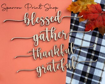 Thanksgiving Decoration| Table Place Cards| Thankful Grateful Blessed and Gather Place Card| Table Wood Sign| Table Decor| Thanksgiving Name