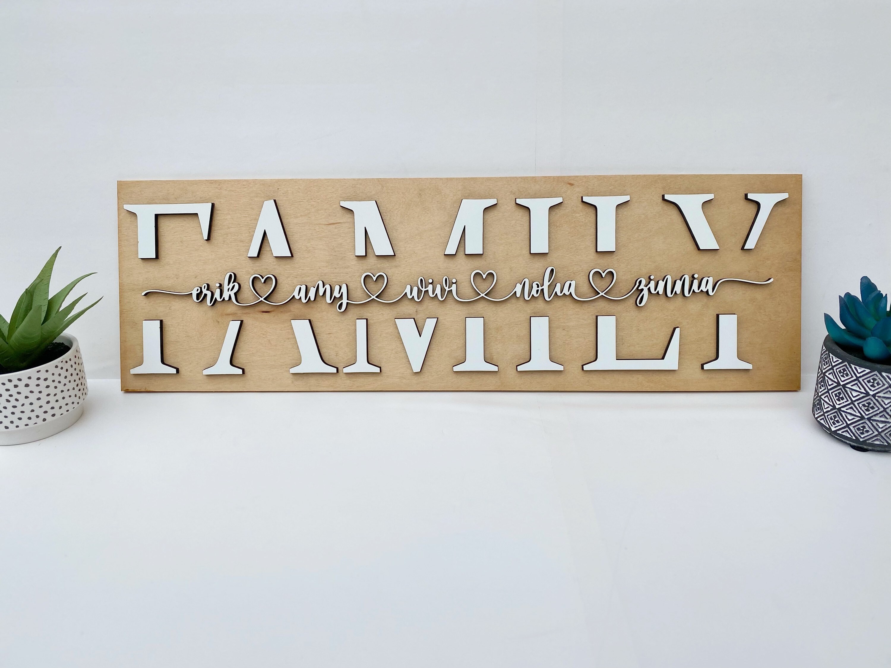 3D Personalized Family Sign With Names Connected by Heart| Customized ...