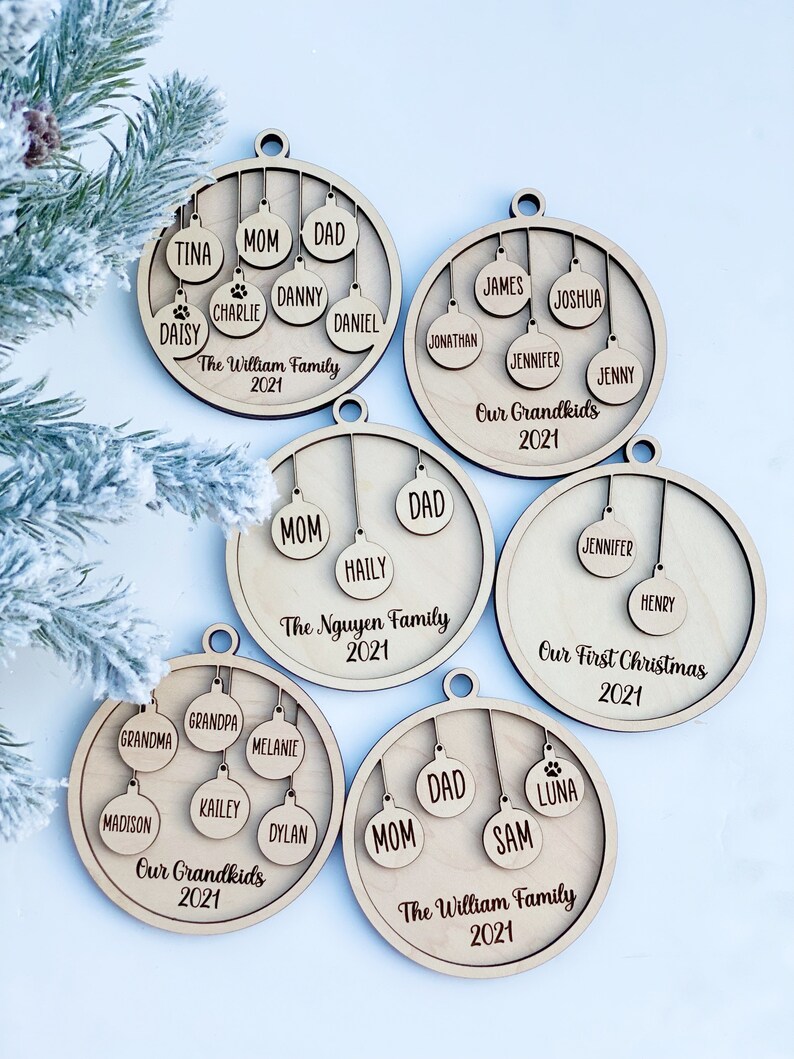 Not on the High Street Personalised Family Name Wooden Ornament
