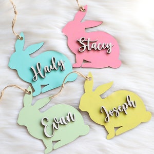 Easter Bunny 3D Wooden Name Tags| Wooden Easter Gift Tags| Customized Children Name Tag for Easter| Personalized Basket Name Tags| Bunny Tag