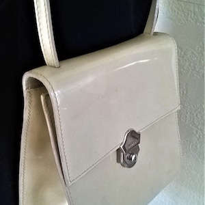 Vintage FURLA Handbag, Rare Cream Patent Leather
