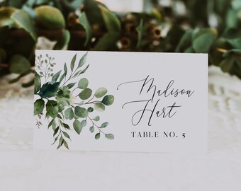 Wedding Place Card Template Greenery Escort Cards Greenery Wedding Ethereal Greenery Place Card Template Octavia Greenery Table Cards