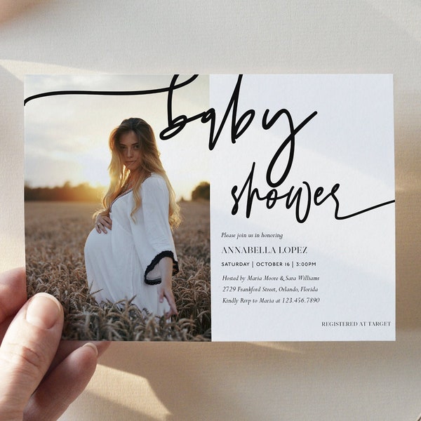 Photo Baby Shower Invitation Template Etsy